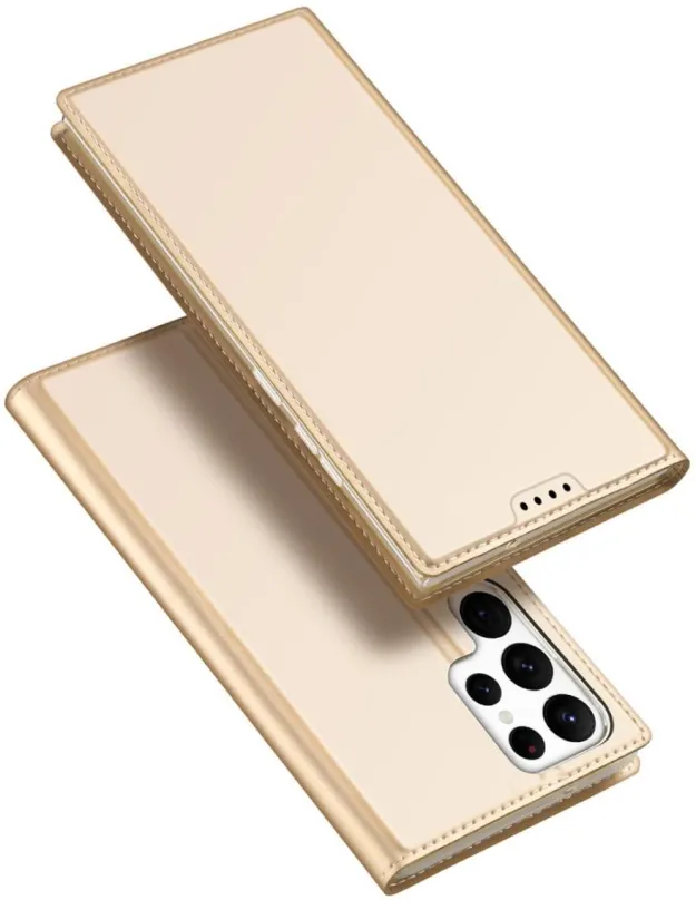 Puzdro na mobil Skin Pre knižkové kožené puzdro na Samsung Galaxy S23 Ultra, zlaté