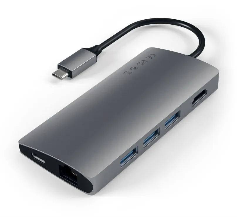Replikátor portov Satechi Aluminium Type-C Multi-Port Adapter (HDMI 4K, 3x USB 3.0, MicroSD, Ethernet V2) - Space Grey