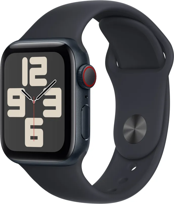 Chytré hodinky Apple Watch SE Cellular 40mm Temne atramentový hliník s temne atramentovým športovým remienkom - M/L