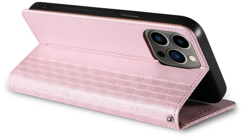 Púzdro na mobil Magnet Strap knižkové kožené púzdro na iPhone 12 Pro, ružové
