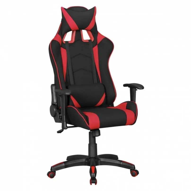 Herná stolička BRÜXXI Scorel, textilná poťahovina, čierna / červená