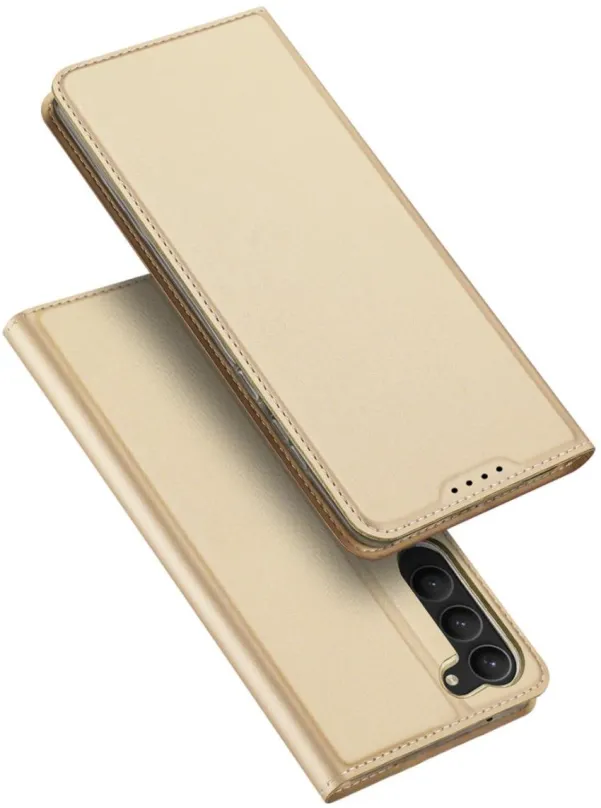 Puzdro na mobil Skin Pre knižkové kožené puzdro na Samsung Galaxy S23 Plus, zlaté