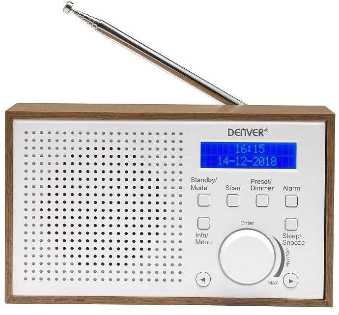 Rádio Denver DAB-46 White, klasické, prenosné, DAB+ a FM tuner, výkon 2 W, vstup 3,5 mm Ja