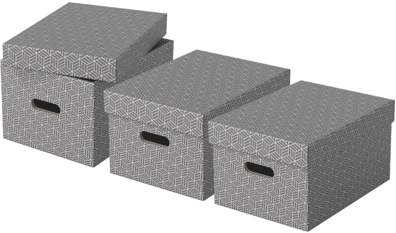 Archivačná krabica ESSELTE Home, veľkosť M, 26.5 x 20.5 x 36.5 cm, šedá - set 3 ks