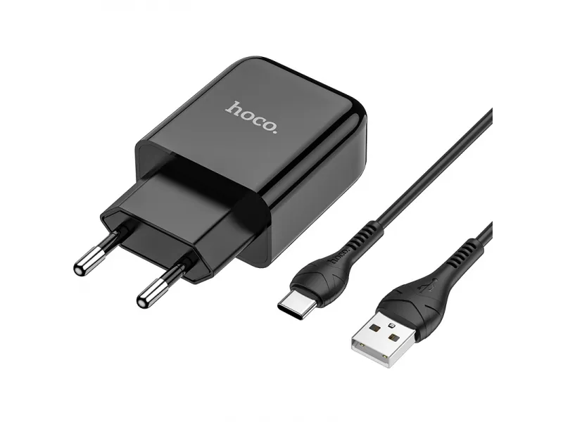 Hoco set adaptéra s USB portom as káblom USB-C 1m N2 Vigour čierna