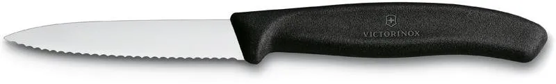 Kuchynský nôž Victorinox nôž na zeleninu s vlnkovaným ostrím 8cm plast čierny