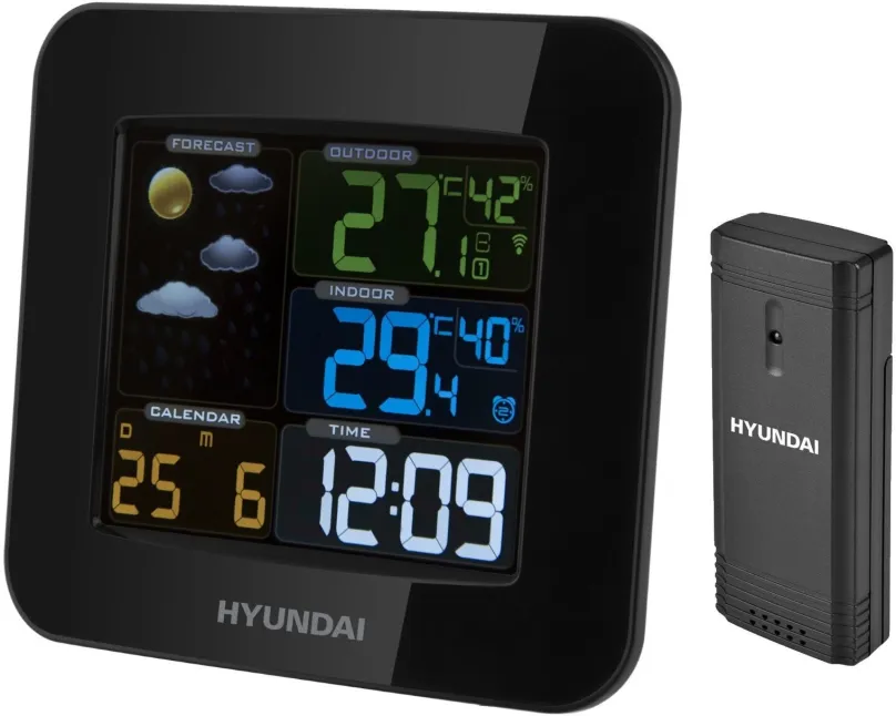 Meteostanica Hyundai WS 8446, s predpoveďou počasia, bezdrôtový vonkajší senzor, farebný L
