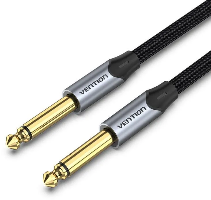 Audio kábel Vention Cotton Braided 6.5mm Male to Male Audio Cable 1M Gray Aluminum Alloy Type