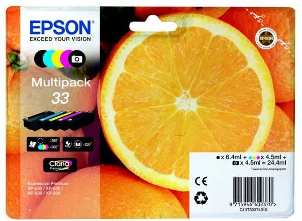Cartridge Epson T33 Multipack, pre Epson Expression Premium XP-530/630/635/830, čierna, fo