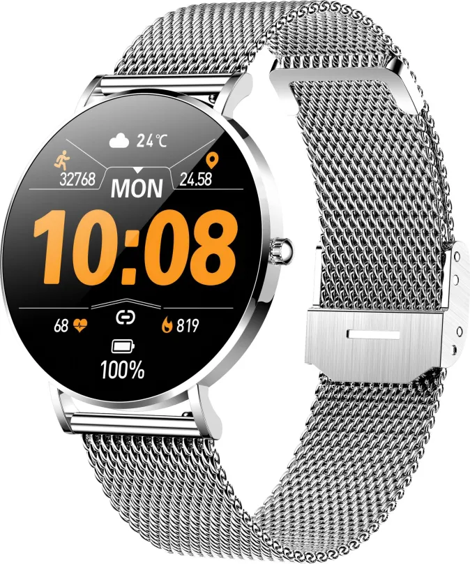 Chytré hodinky CARNEO Phoenix HR+ SILVER Ultra thin, pre mužov aj ženy, s ovládaním v slov