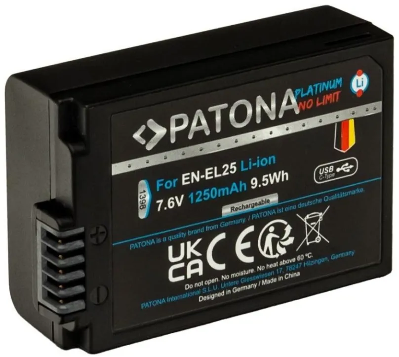 Batéria pre fotoaparát PATONA batéria pre Nikon EN-EL25 1250mAh Li-Ion Platinum USB-C nabíjanie