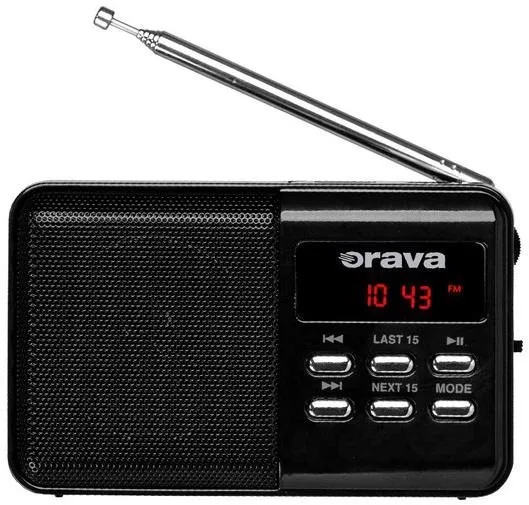 Rádio Orava RP-140 B, klasické, prenosné, FM tuner s 9 predvoľbami, podpora MP3, výkon 3 W