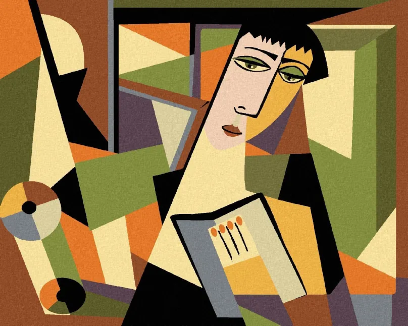 Maľovanie podľa čísel Abstraktná žena v kubickom štýle I, 40x50 cm, bez rámu a bez vypnutia plátna
