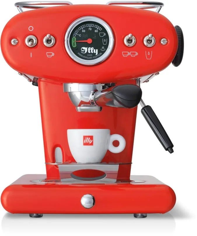 Pákový kávovar ILLY X1 ANNIVERSARY- červená - ESE/mletá, do domácnosti a do kancelárie, re