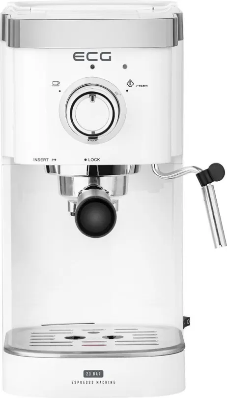 Pákový kávovar ECG ESP 20301, tlak 20 bar, objem nádržky na vodu 1,25 l, cappuccin