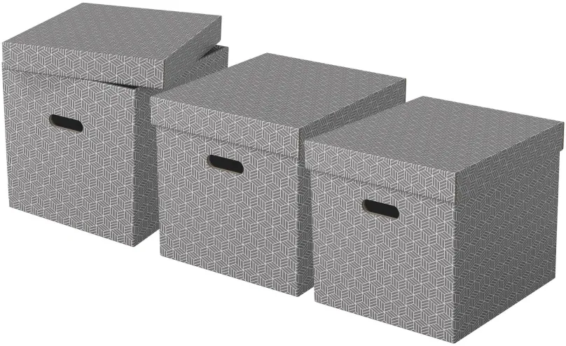 Archivačná krabica ESSELTE Home, kubická, 32 x 31.5 x 36.5 cm, šedá - set 3 ks