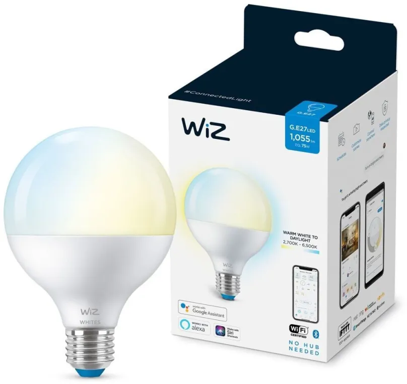 WiZ Tunable white 8718699786335 inteligentná LED žiarovka E27 | 1x11W | 1055lm | 2700-6500K - tvar globe