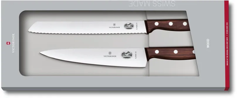Sada nožov Victorinox sada kuchynský nôž 19 cm a nôž na chlieb 21 cm s drevenou rukoväťou