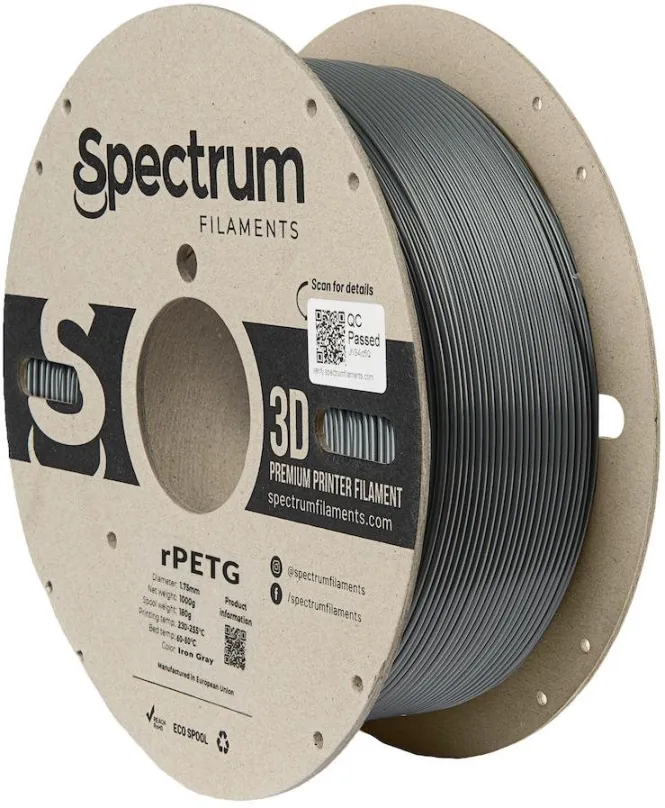Filament Filament Spectrum rPETG 1.75mm Iron Grey 1kg, materiál rPETG, priemer 1,75mm