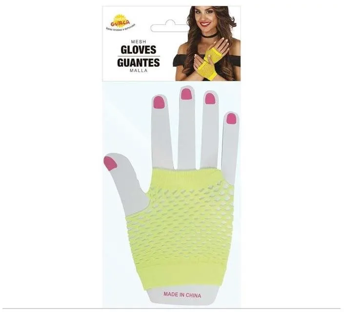Doplnok ku kostýmu GUIRCA Retro sieťované rukavice neónovo žlté
