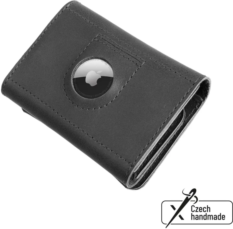 Peňaženka FIXED Tripple Wallet for AirTag z pravej hovädzej kože čierna