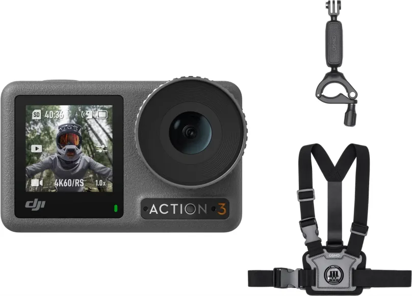 Outdoorová kamera DJI Osmo Action 3 Biking Combo, vodotesná, rozlíšenie až 4K a 120 sn./s,