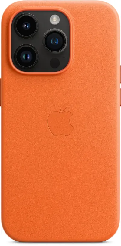 Kryt na mobil Apple iPhone 14 Pre Kožený kryt s MagSafe oranžový