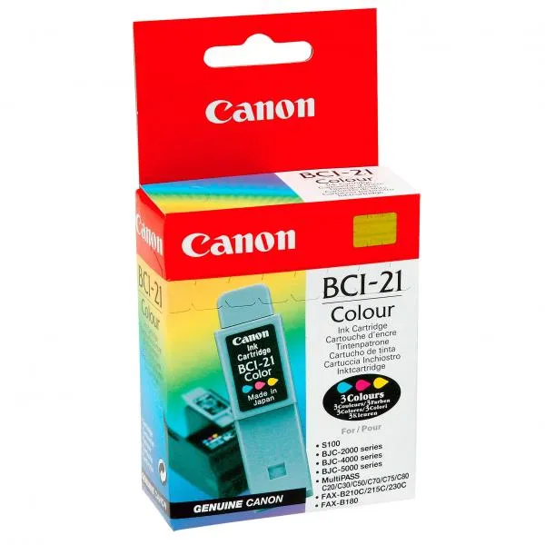 Canon originálny ink BCI21C, color, blister, 120str., 0955A351, Canon BJ-C4000, 2000, 4100, 4400, 4650, 5500