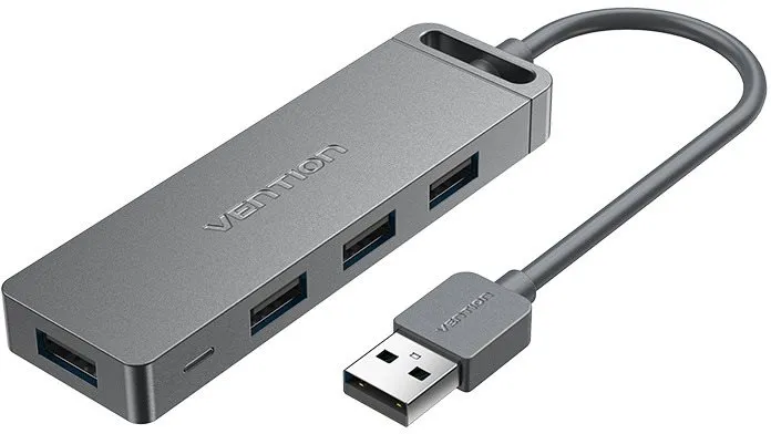 USB Hub Vention 4-Port USB 2.0 Hub With Power Supply 1M Gray, pripojenie pomocou USB 2.0,