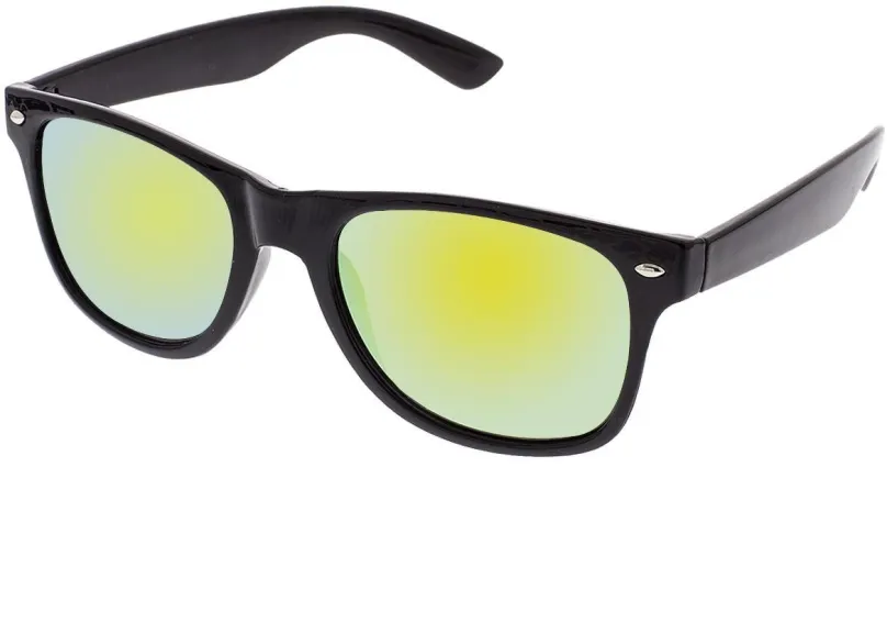 Slnečné okuliare VeyRey Slnečné okuliare Nerd čierne zrkadlové žlté sklá