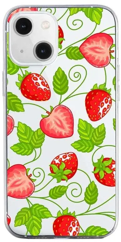 Kryt na mobil TopQ iPhone 13 silikón Strawberries 64662