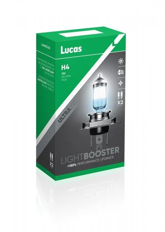 Autožiarovka Lucas LightBooster H4 12V 60/55W +150% sada 2ks