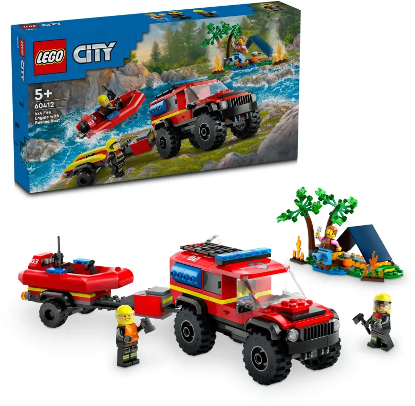 LEGO stavebnica LEGO® City 60412 Hasičské vozidlo 4x4 a záchranný čln