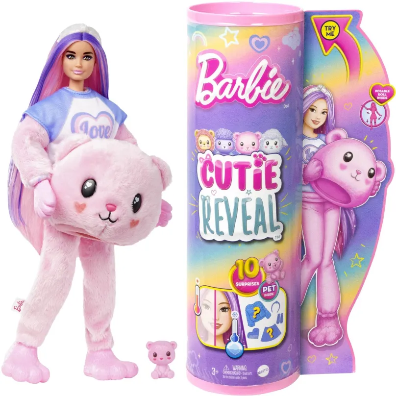 Bábika Barbie Cutie Reveal Barbie pastelová edícia - Medveď
