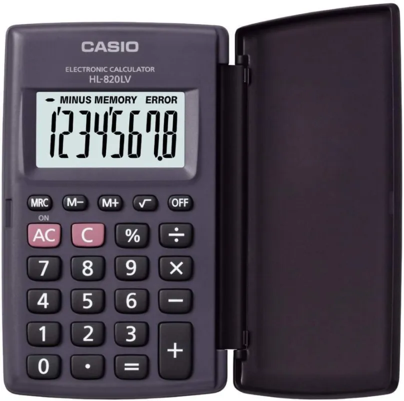 Kalkulačka CASIO HL 820 LV BK, vreckový, batériové napájanie, 8miestny 1riadkový displej,