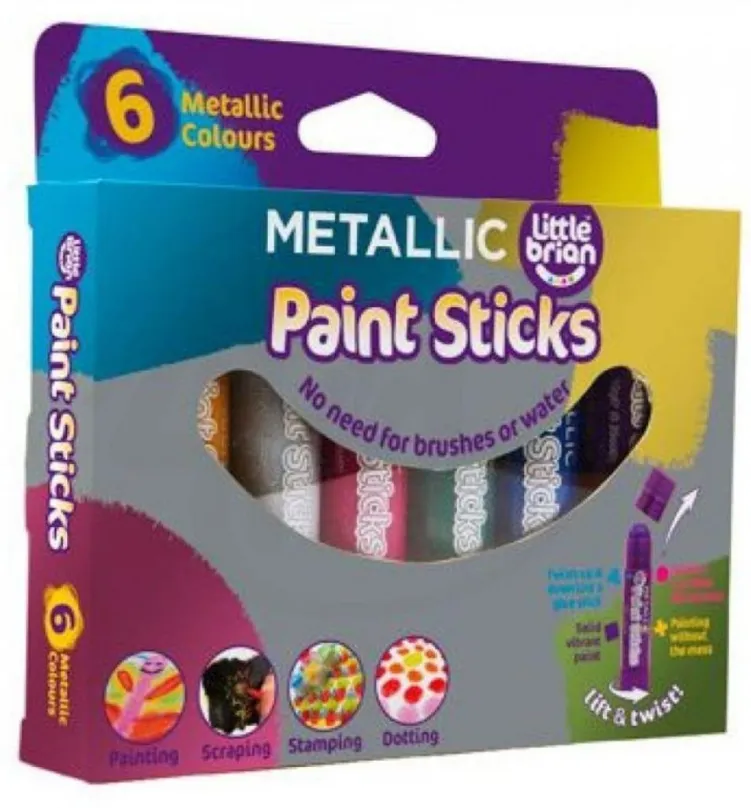 Popisovač LITTLE BRIAN PAINT STICKS metalickej farby, 6-pack