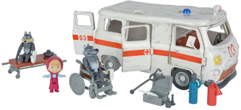 Auto pre bábiky Simba Máša a medveď Ambulancia hrací set