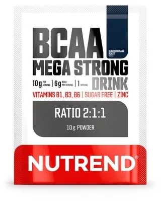 Aminokyseliny Nutrend BCAA Mega Strong Drink (2: 1: 1), 10 g, čierne ríbezle