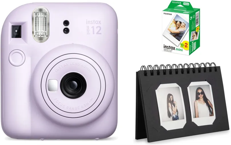 Instantný fotoaparát FujiFilm Instax Mini 12 Lilac Purple + mini film 20ks fotiek + Instax desk album 40 Craft