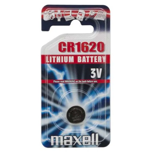 Batéria lítiová, gombíková, CR1620, 3V, Maxell, blister, 1-pack