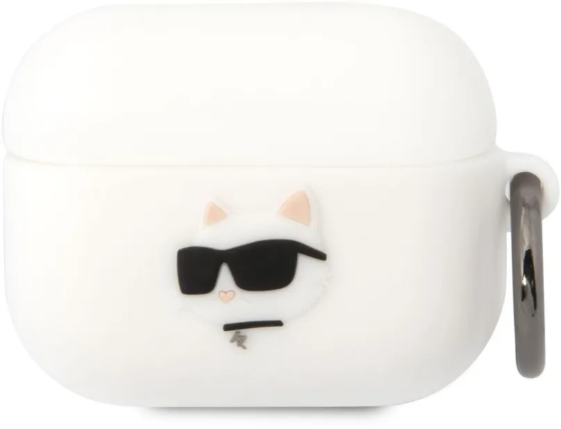Puzdro na slúchadlá Karl Lagerfeld 3D Logo NFT Choupette Head Silikónové Puzdro pre Airpods Pro White