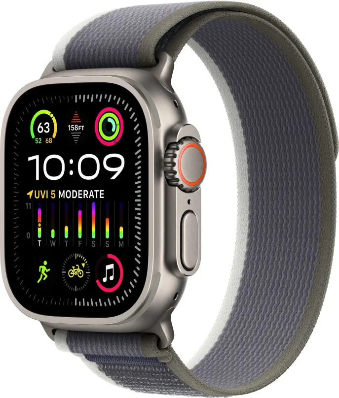 Chytré hodinky Apple Watch Ultra 2 49mm titánové púzdro so zeleno-sivým trailovým ťahom - M/L