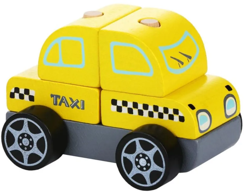 Motorická hračka CUBIKA 13159 Taxi auto - drevená skladačka 5 dielov