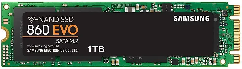 SSD disk Samsung 860 EVO M.2 1TB, M.2 (SATA), TLC (Triple-Level Cell), rýchlosť čítania 55