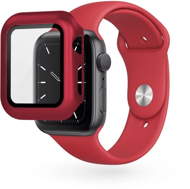 Ochranný kryt na hodinky Epico tvrdené púzdro pre Apple Watch 4/5/6/SE (44mm) - červené