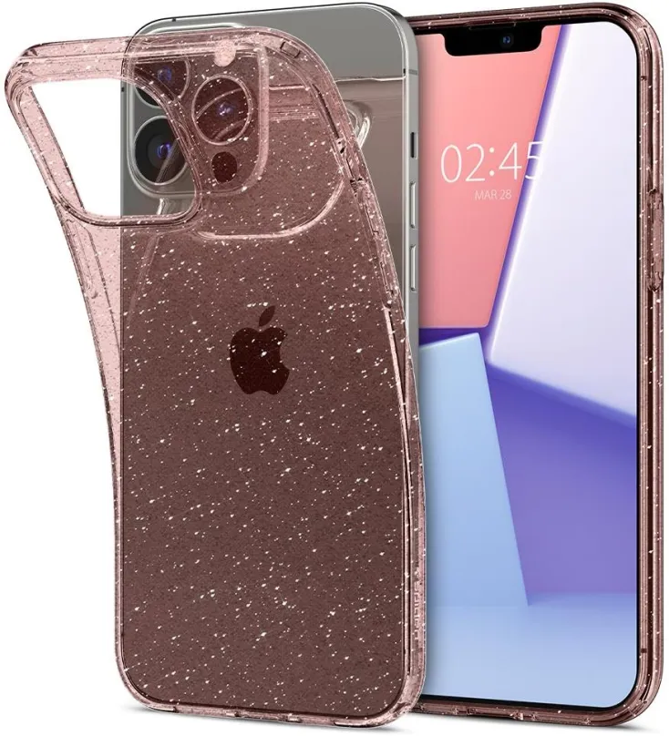 Kryt na mobil Spigen Liquid Crystal Glitter Rose Quartz iPhone 13 Max, Apple iPhone 13