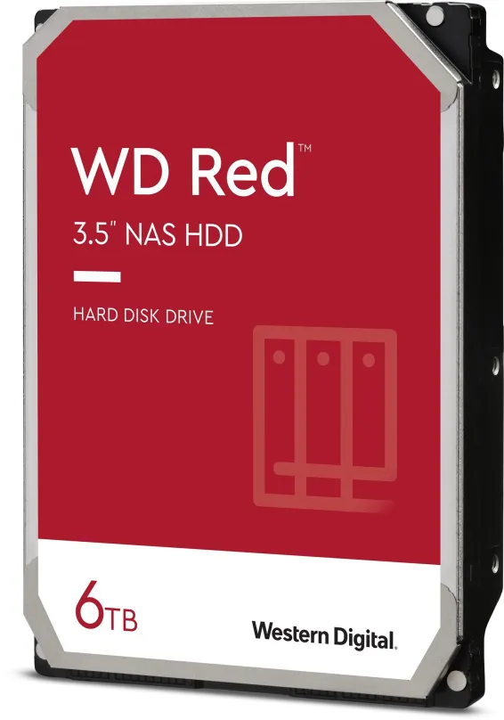 Pevný disk WD Red 6TB, 3.5", SATA III, maximálna rýchlosť prenosu 180 MB/s, cache 256