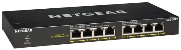 Switch Netgear GS308PP, desktop, 8x 10/100/1000Base-T, Auto-MDI/MDIX a PoE (Power over E