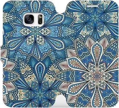 Kryt na mobil Flipové púzdro na mobil Samsung Galaxy S7 - V108P Modré mandala kvety