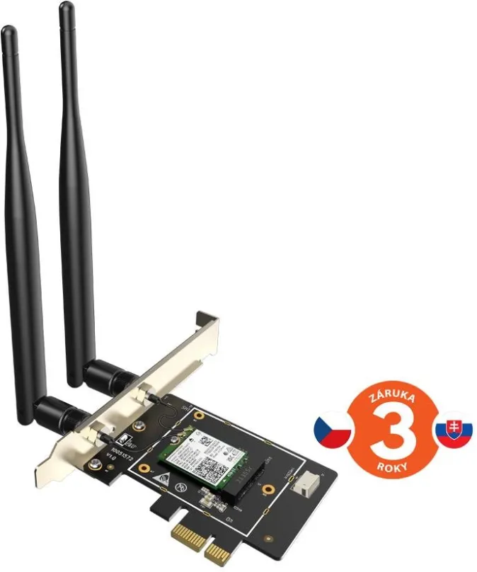 WiFi sieťová karta Tenda E33 Wireless AX5400 WiFi 6E USB adaptér, MU-MIMO, WPA3, PCI Express, 2x 5 dBi anténa, Bluetoot
